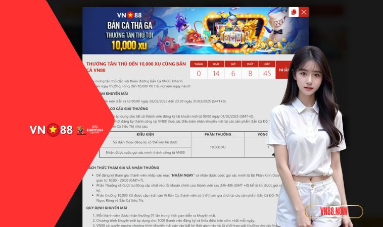Thưởng Tân Thủ Đến 10,000 Xu Cùng Bắn Cá VN88 Mới Nhất 2025 3 Khuyến mãi tặng xu bắn cá tăng trải nghiệm hoàn hảo cho hội viên